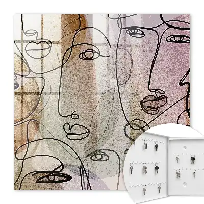 Decorative key box Line art in pastel colors