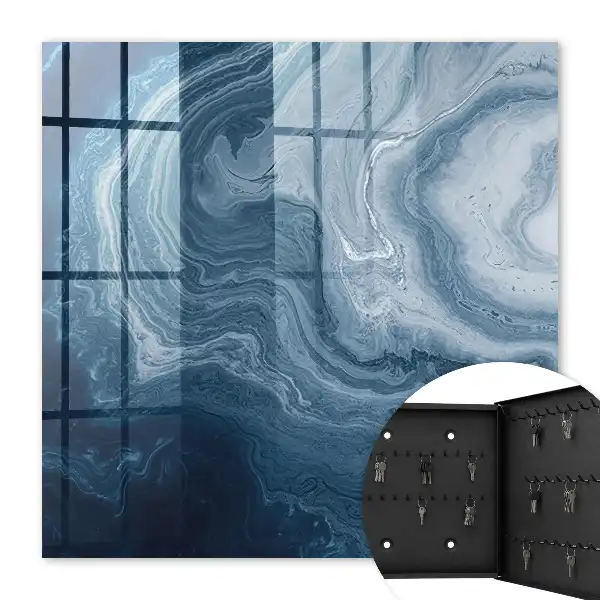 Wall mounted key cabinet A cosmic vortex in shades of navy blue