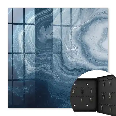 Wall mounted key cabinet A cosmic vortex in shades of navy blue