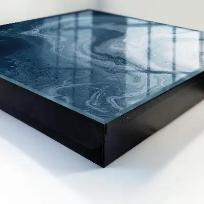 Wall mounted key cabinet A cosmic vortex in shades of navy blue