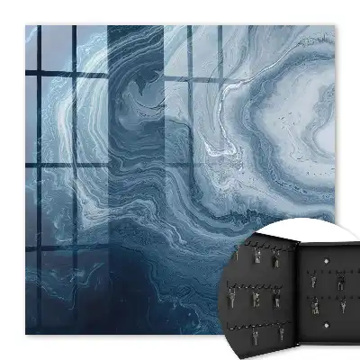 Wall mounted key cabinet A cosmic vortex in shades of navy blue