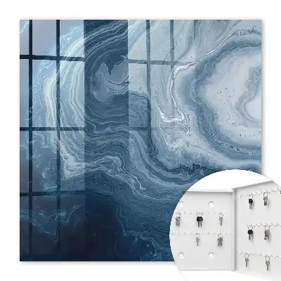 Wall mounted key cabinet A cosmic vortex in shades of navy blue