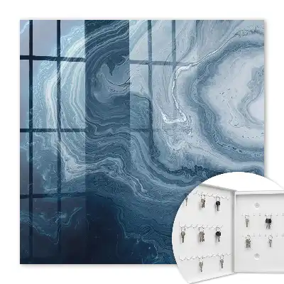 Wall mounted key cabinet A cosmic vortex in shades of navy blue