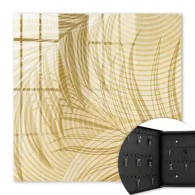 Wall mounted key box Leaves of nature in beige tones