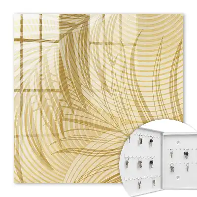 Wall mounted key box Leaves of nature in beige tones