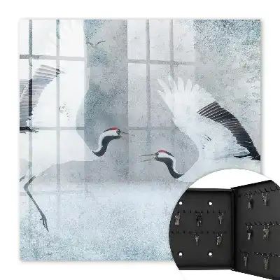 Key box for home Cranes in flight in the fog