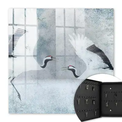 Key box for home Cranes in flight in the fog