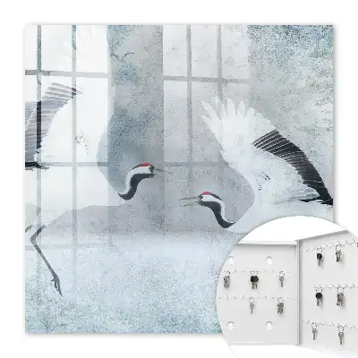 Key box for home Cranes in flight in the fog
