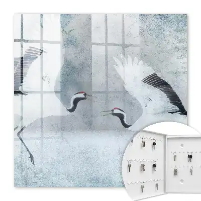 Key box for home Cranes in flight in the fog