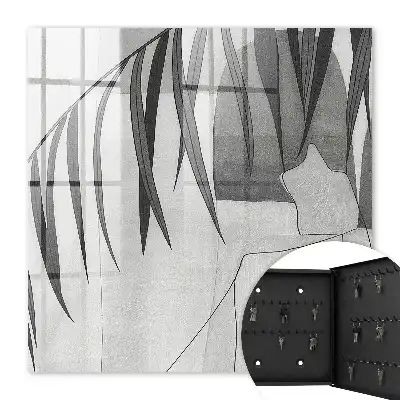 Key box for home Gray leaves with leaves