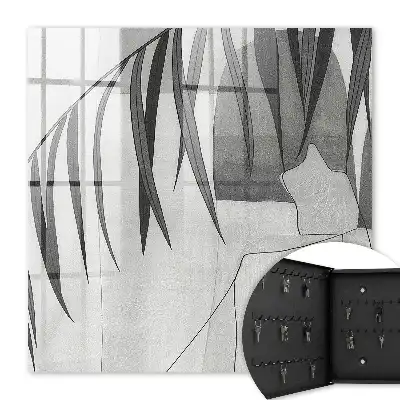 Key box for home Gray leaves with leaves