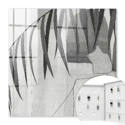 Key box for home Gray leaves with leaves