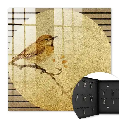 Decorative key box Cream colored bird