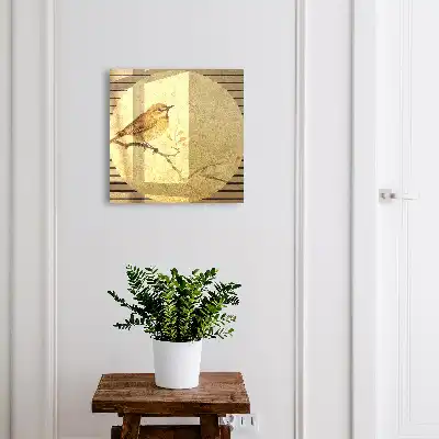 Decorative key box Cream colored bird