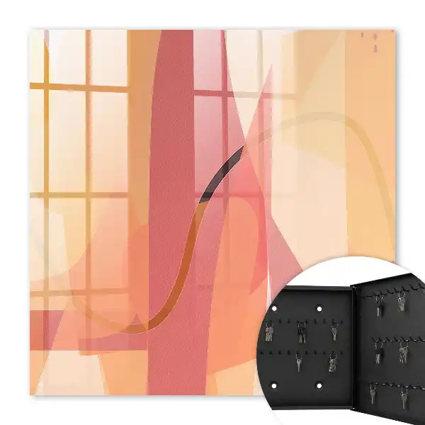 Wall mounted key cabinet Colorful arcs of warm shades