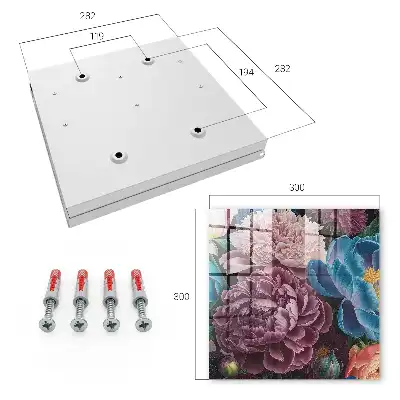 Wall mounted key box Colorful flowers on a black background