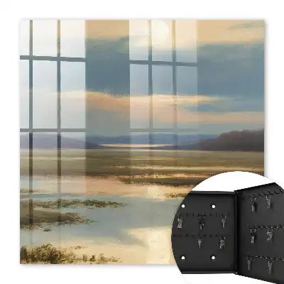 Key cabinet A landscape of peace with a warm horizon