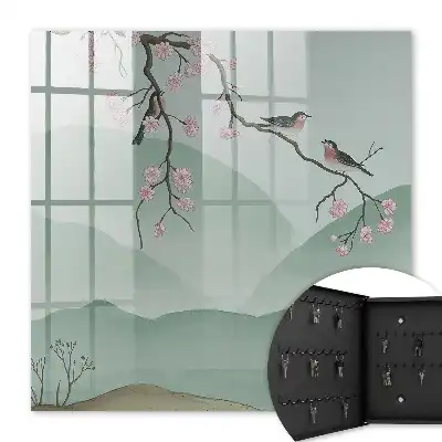 Decorative key box Birds and flowers peaceful background