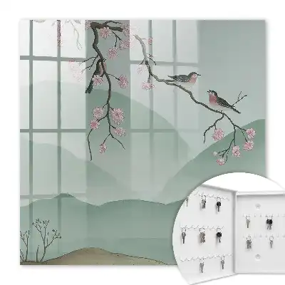 Decorative key box Birds and flowers peaceful background