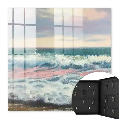 Wall mounted key cabinet Seascape pastel sky