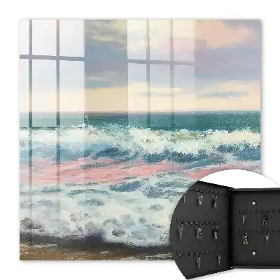 Wall mounted key cabinet Seascape pastel sky