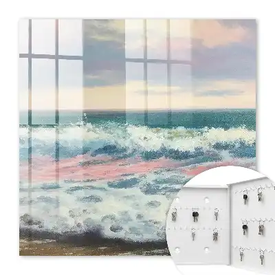 Wall mounted key cabinet Seascape pastel sky