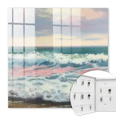 Wall mounted key cabinet Seascape pastel sky
