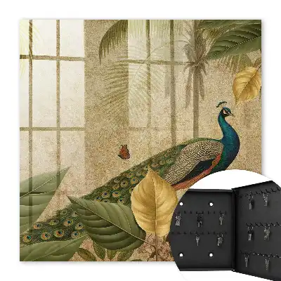 Wall mounted key box Exotic landscape of foliage plants