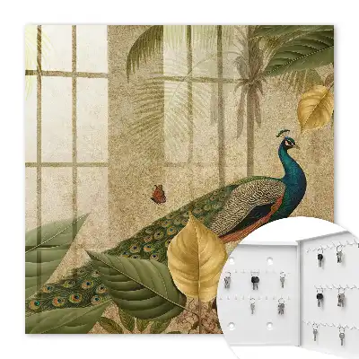 Wall mounted key box Exotic landscape of foliage plants