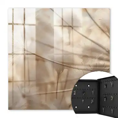 Key box for home Beige dandelions in shades of beige