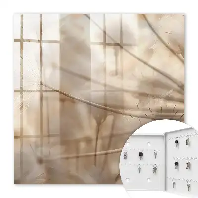 Key box for home Beige dandelions in shades of beige