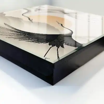 Decorative key box Japanese cranes against the backdrop of the rising sun