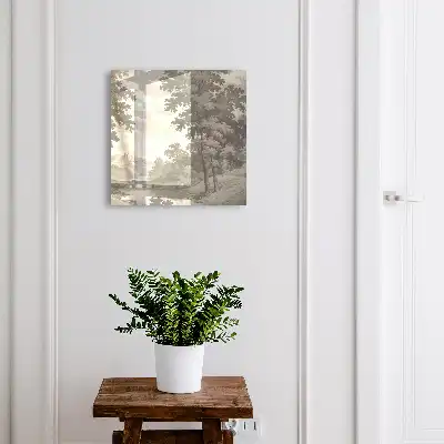 Wall mounted key cabinet A peaceful landscape full of greenery
