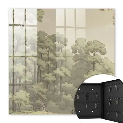 Key cabinet Green forest with a small cottage