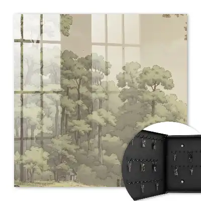 Key cabinet Green forest with a small cottage