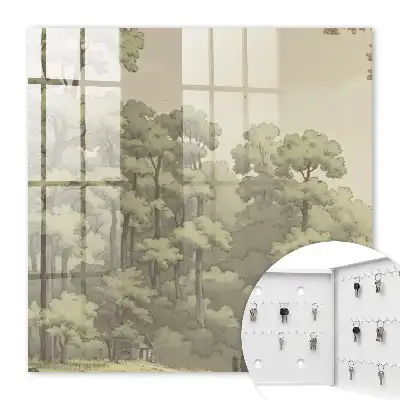 Key cabinet Green forest with a small cottage