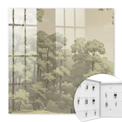 Key cabinet Green forest with a small cottage
