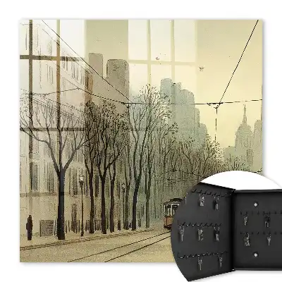 Wall mounted key box City walk trams red