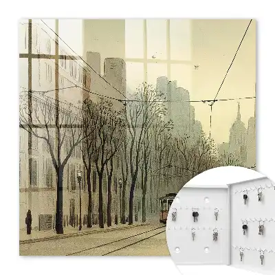 Wall mounted key box City walk trams red