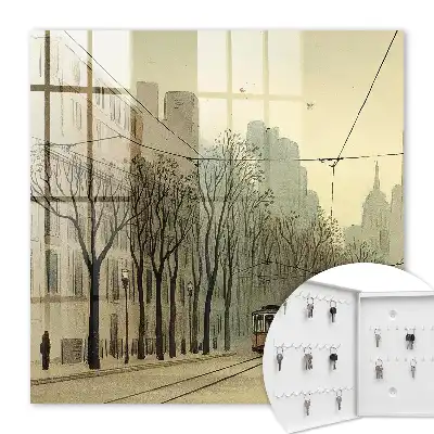 Wall mounted key box City walk trams red