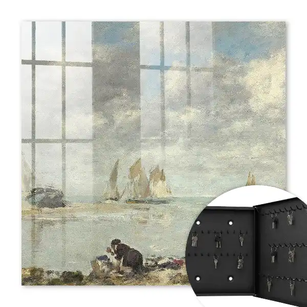 Key cabinet Sailboats with shore figures