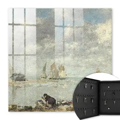 Key cabinet Sailboats with shore figures