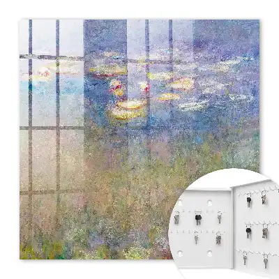Wall mounted key cabinet Lilies in the background