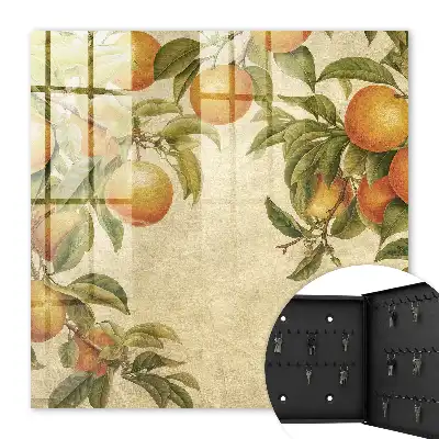 Wall mounted key box Oranges in the bright nature background