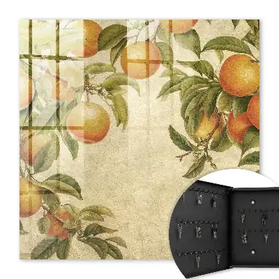 Wall mounted key box Oranges in the bright nature background