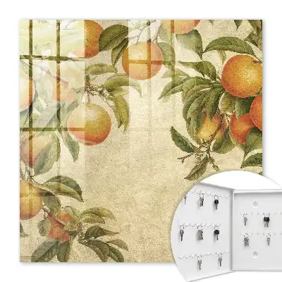 Wall mounted key box Oranges in the bright nature background