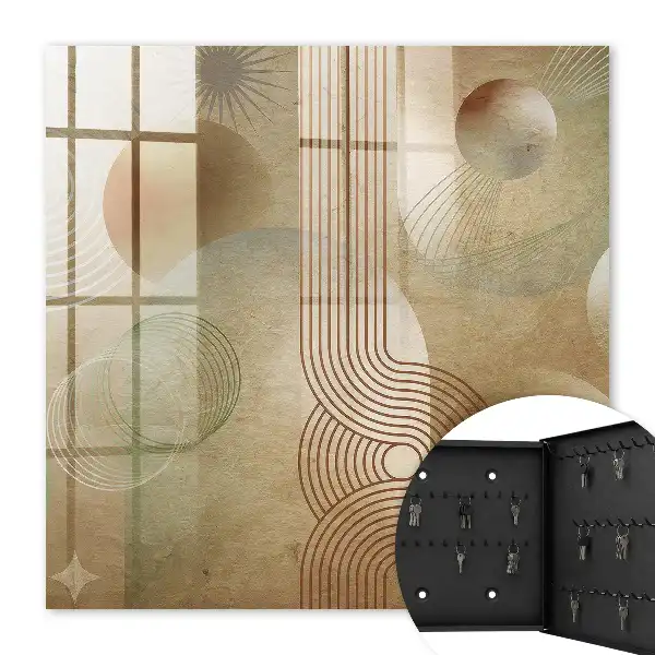 Decorative key box Geometric forms in earthy tones
