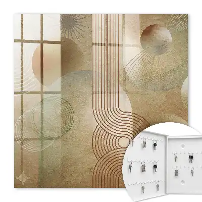 Decorative key box Geometric forms in earthy tones