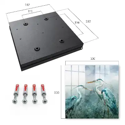 Wall Mounted Key Cabinet Featuring Watercolor Herons and Greenery