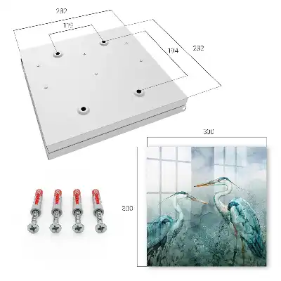 Wall Mounted Key Cabinet Featuring Watercolor Herons and Greenery